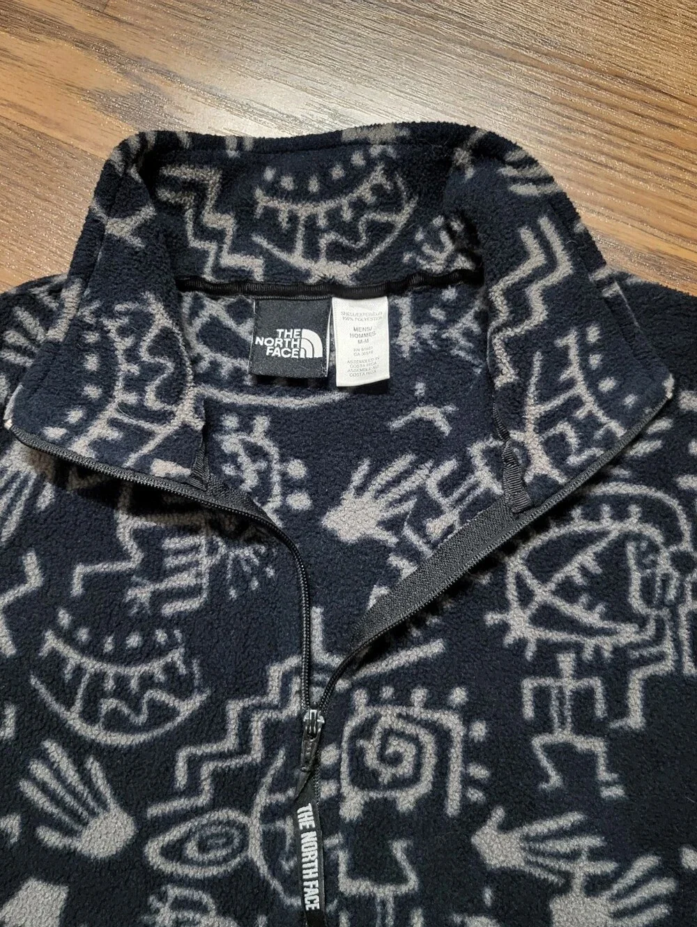 Fleece Full Zip NORTH FACE Vest Tribal People GEOMETRIC Print Mens M / Womens L
